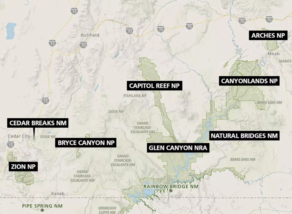 Map Of Southern Utah Parks 1024x751